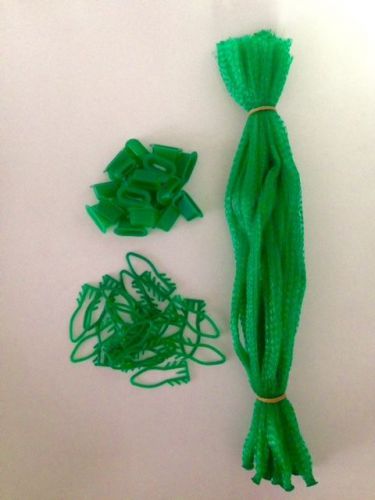 20PC 14&#034; (36cm) Green Poly Mesh Net Bags Netting for Fruit Toys with clips