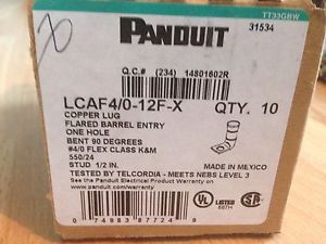 (10) panduit lcaf4/0-12f-x flex conductor lug 90 degree angle 4/0 awg for sale