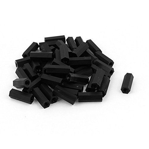 uxcell M3x15mm Female Thread Nylon Hex Standoff Spacer Pillar Black 50pcs