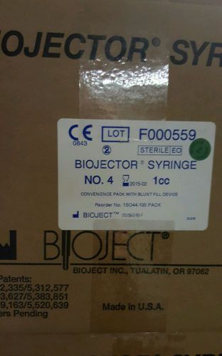 SEALED BOX OF BIOJECT SYRINGES 100 PER CASE  1CC NUMBER  4 BIOJECTOR 2000