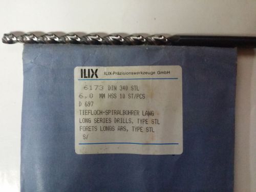 10pcs LONG DRILLS *ILIX 6173* D6 HSS DIN 340 L140 15xD