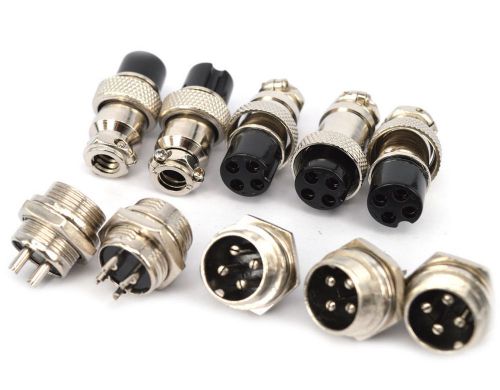 5pcs Aviation Plug 4-Pin 16mm GX16-4 Metal Male Female Panel Connector zp