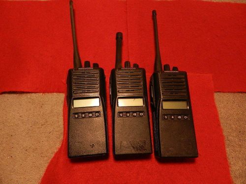 Lot of 3 Kenwood TK-380 Portable UHF Walkie Talkie Radio w/ Battery Clip Antenna