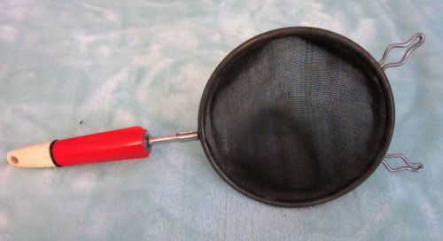 Mid Century Fine Wire Mesh Metal &amp; Melamine Hand Held Strainer