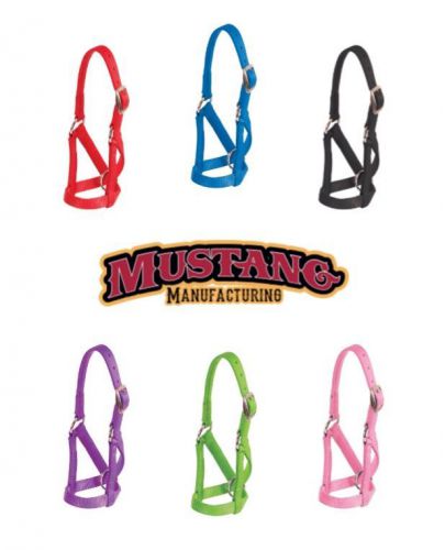 Mustang Brand Goat Halter Nylon Flat 3/4&#034; - Large - 6 Color Set