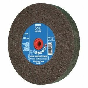 PFERD 61755 7&#034; x 1&#034; Vitrified Bench Wheel - 1&#034; A.H., Aluminum Oxide, 46 Grit