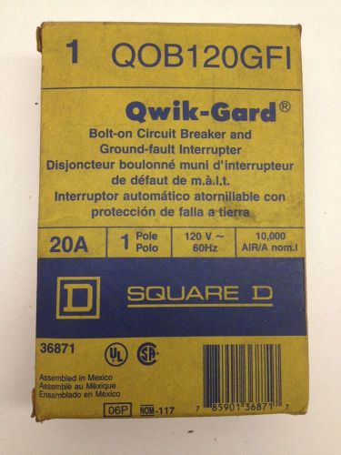 Square d qob120gfi 20 amp ground fault interrupter breaker for sale