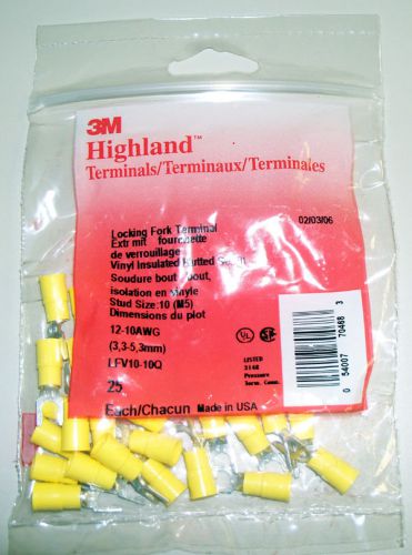 25 3M LFV10-10Q Locking Fork Terminal Yellow 12-10 AWG