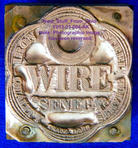 ?-> SENECA WIRE™ &amp; MFG CO. - FOSTORIA, OHIO - METAL PRINTING BLOCK - c1920&#039;s