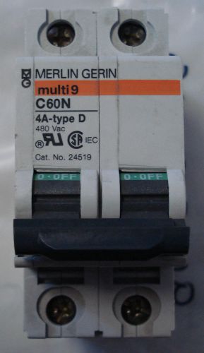 MERLIN GERIN C60N 4A TYPE D CIRCUIT BREAKER 480VAC,4AMP,3 POLES CAT#24519