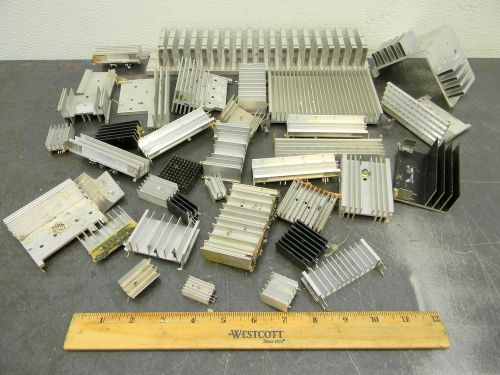 LOT OF 36 ALUMINUM HEAT SINK COOLER ALUMINUM BLOCK HEAT SPREADER USED 4.5 lbs