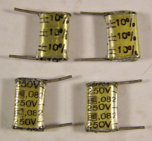 4 ERO .082uf 250VDC Polyester Film / Foil Capacitors NOS +/-10%