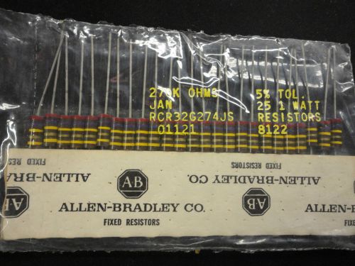 NOS 25PCS ALLEN BRADLEY 270K-1WATT-5% RCR32G274JS 1W CARBON COMP. RESISTOR