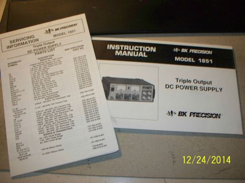 MANUAL B K PRECISION 1651 TRIPLE OUTPUT DC POWER SUPPLY INSTRUCT SCHEMATICS ETC