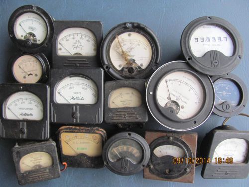 15 Vintage meter bulk lot USED For Parts, Fun VARIETY  NAVY USN LOOK lot 2   +++