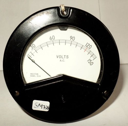 Vintage Weston A.C. AC Round 3.5&#034; Panel Meter 0-150 VAC Voltmeter Volt 2534