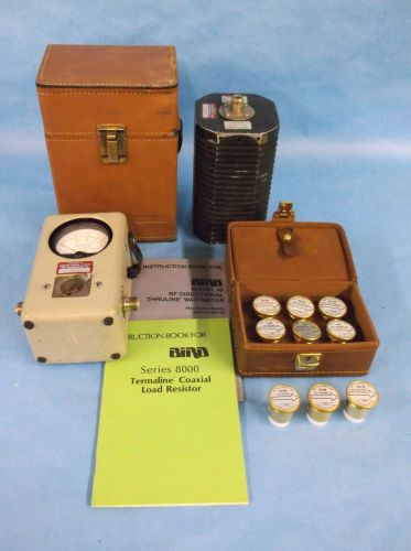 BIRD 43 COMPLETE SHOP SET; WATTMETER WITH 10 ELEMENTS, RF LOAD, CASEES