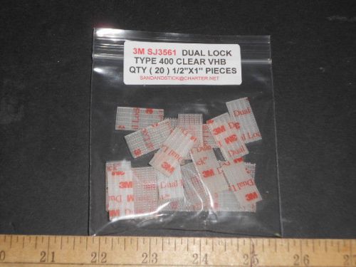 3m clear dual lock vhb  type 400  ( 20 )  1&#034; x 1/2&#034; pieces sj3561 fasteners for sale