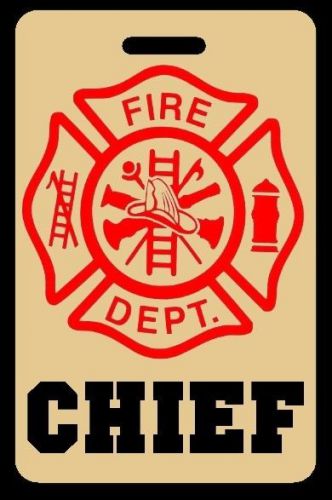 Tan chief firefighter luggage/gear bag tag - free personalization-new for sale