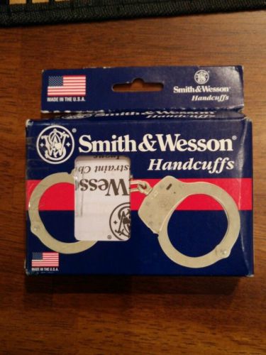 S&amp;w m300-1 nickel hinge police handcuffs prison restraints bondage hinged new !! for sale