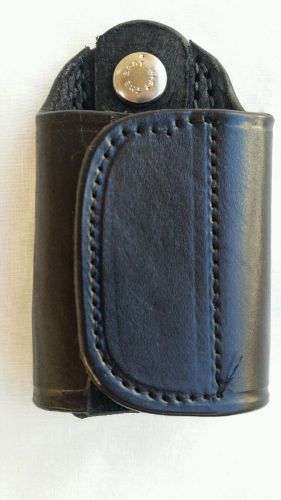 New plain black leather silent key holder with nickle button and nickle ring for sale