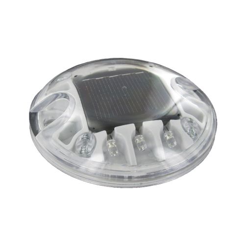 Solar White LED Round Polycarbonate Road Stud Deck Dock Path Light