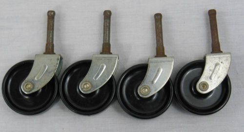 Set of 4 Vintage Cart Swivel Casters 2&#034; Hard Plastic Black Wheels