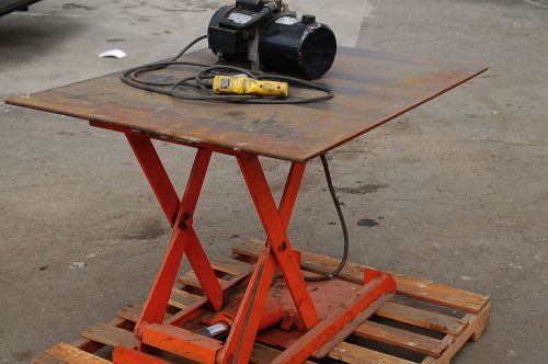 Bishamon 1650lb capacity electric hydraulic pallet lift table single-scissor for sale