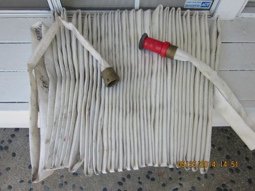 Pin Rack Fire Hose,Single Jacket,ID 1-1/2&#034;,100 ft 250 psi,NST, W/Adj. Fog Nozzle