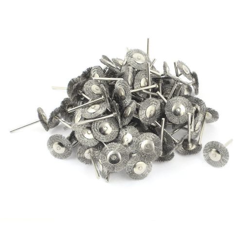 3mm Shank 25mm Dia Steel Wire Polishing Brush Wheel Silver Tone 100 Pcs