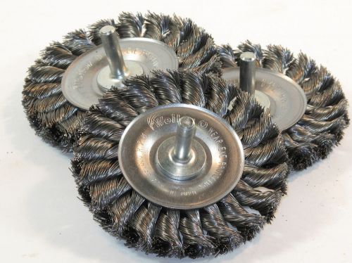1 lot of 3 - weiler 3&#034; stem mounted knot wire wheel pt# 17681 (#1297) for sale