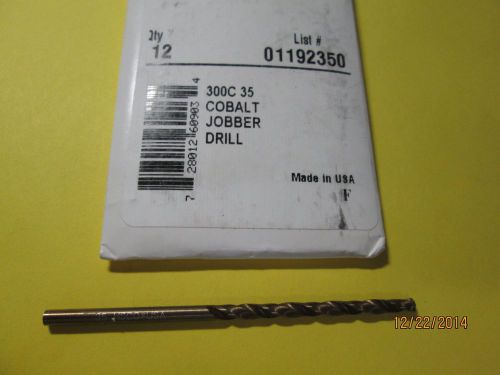 NO.35 Heavy Duty Cobalt Jobber Drill Bits USA 135D SP- Qty 12- American-New