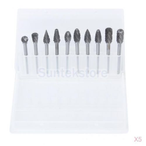 5x 10 Tungsten Steel YG8 Carbide Rotary Burr Dia. 3mm Shank- Deburring Polishing