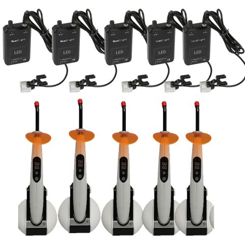 5set dental led head light for 3.5x binocular loupes &amp; wireless led curing light for sale