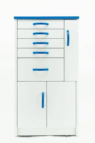 Dental medical lab mobile cabinet cart multifunctional drawers w/ wheels blue for sale