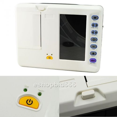 Ce 6 channel 7 inch color lcd digital electrocardiograph ecg ekg machine 40 case for sale