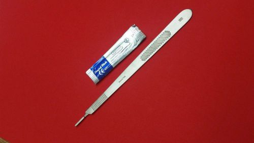 PREMIUM GRADE SCALPEL HANDLE #3 LONG + 10 EACH #10 CARBON STEEL SURGICAL BLADE