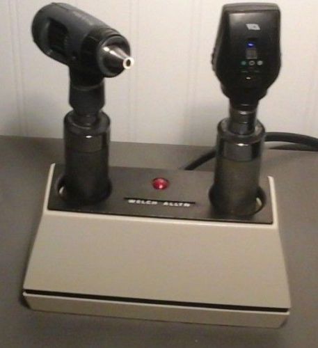 Welch allyn portable otoscope ophthalmoscope set_rechargeable handle &amp; base dock for sale