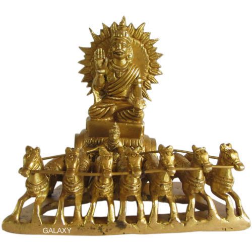 Brass surya rath chariot,handicrafts horse cart show piece,brass pooja new brand for sale