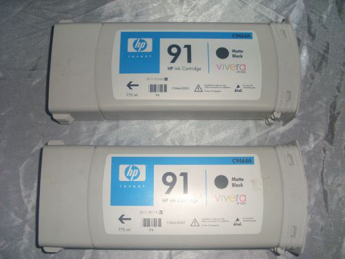 2 GENUINE HP #91 Matte Black 775ml INK CARTRIDGE DESIGNJET Z6100 C9464A NEW