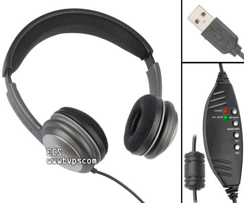 ECS OHUSB WordSlinger Deluxe Overhead USB Transcription Headset - New