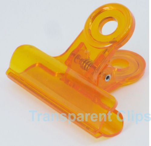 12x Clips Transparent Orange Plastic 64mm 2.5&#034; Paper Document Officer Stationery