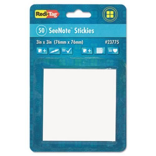 Redi-tag 23775 transparent film sticky notes, 3 x 3, clear, 50-sheet pads for sale