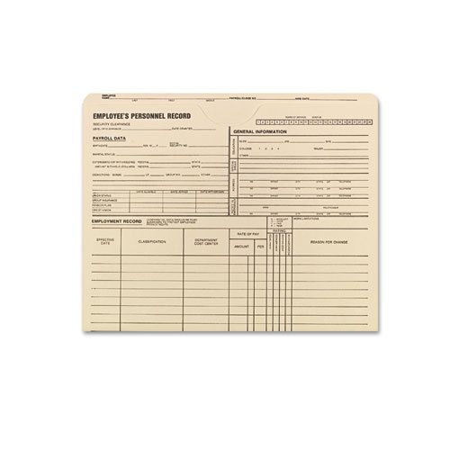 Employee Record Jackets, 11 3/4 x 9 1/2, 11 Point Manila, 100/Box