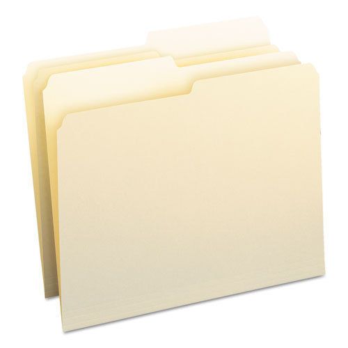 File Folders, 1/2 Cut, One-Ply Top Tab, Letter, Manila, 100/Box