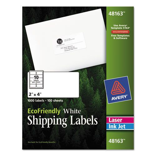 EcoFriendly Labels, 2 x 4, White, 1000/Pack