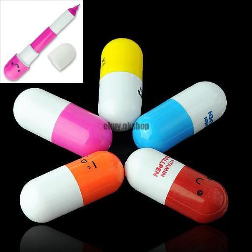 Randomly Lovely Telescopic Capsule Pills Shape Ball Point Pen For Children Kids