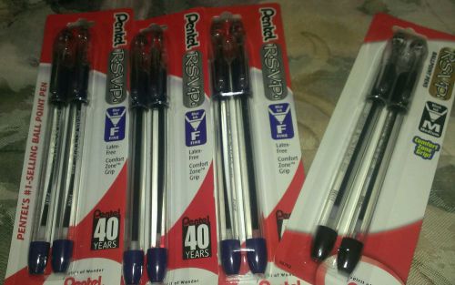 PENTEL RSVP BLUE ink Fine Ball Point pens lot of 6 SEALED NEW + BONUS