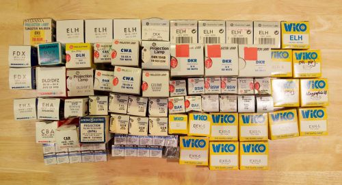 Lot of 81 lamps for overhead/slide/film projectors, GE Sylvania Wiko Philips