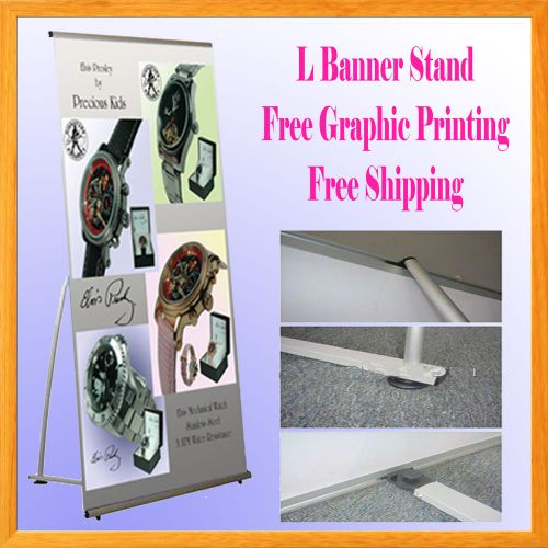 33.5&#034; L Shape Aluminum Banner  Pop up Trade Show Display Portable